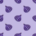 Watercolor Seamless Pattern with Purple Figs on a Violet Background