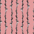 Seamless pattern with pussy-willows