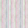 Watercolor seamless pattern with rainbow stripes of pink, purple, brown, blue and green, hand-painted on a white Royalty Free Stock Photo