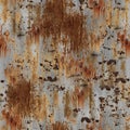 Watercolor seamless pattern with rust effect. Surface with orange grooves from dust and irregular chipping scratches-