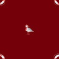 watercolor seamless pattern with seagulls, and a lifebuoy on a red background. children's pattern in a marine style