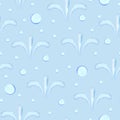 Watercolor seamless pattern. Sky blue background, snow, icicles and drops Royalty Free Stock Photo