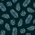 Watercolor pattern of spruce branches