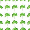 Watercolor seamless pattern with painted aquarelle clover shamrock for St. Patrick Day design Royalty Free Stock Photo