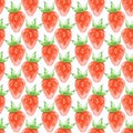 Watercolor seamless pattern with red vibrant strawberry