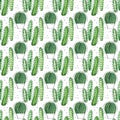 Watercolor seamless pattern with succulents and cactuses. Royalty Free Stock Photo