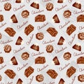 Watercolor seamless pattern with sweets. Chocolate candies with filling. Chocolate dessert praline. Design for packaging