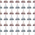 Watercolor seamless pattern with teepee on the