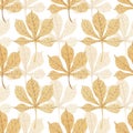 Watercolor seamless pattern with tender chestnut leaves. Royalty Free Stock Photo