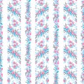 Watercolor seamless pattern with vertical floral ornament Royalty Free Stock Photo