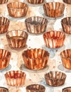 Watercolor seamless pattern of vintage copper cannel Royalty Free Stock Photo