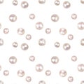 Watercolor seamless pattern with vintage pearls isolated on white background. Marine collection. Royalty Free Stock Photo