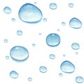 Watercolor seamless pattern with water drops on a white background. Royalty Free Stock Photo