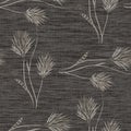 Watercolor seamless pattern of wild big gray flowers on a deep linen  gray background. Royalty Free Stock Photo