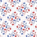 Watercolor seamless pattern wild red and blue flowers and twigs on a white background. Ornament Royalty Free Stock Photo