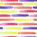 Watercolor seamless pattern withred, pink. orange, purple, yellow lines, stripes Royalty Free Stock Photo
