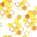 watercolor seamless pattern with yellow honeycombs on a white background beekeeping, honey.