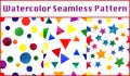 Watercolor seamless patterns set with colorful triangles, circle Royalty Free Stock Photo