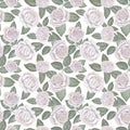Watercolor seamless patterns with white roses, green leaves in a pastel palette in vintage style for wedding Royalty Free Stock Photo