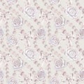 Watercolor seamless patterns with white roses, green leaves in a pastel palette in vintage style for wedding Royalty Free Stock Photo