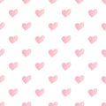 Watercolor seamless red heart pattern on white background. Lovely nursery room graphic decor