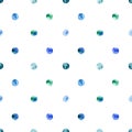 Watercolor seamless simple polka dot childish pattern on white. Royalty Free Stock Photo