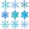 Watercolor seamless winter pattern with  snowflakes Royalty Free Stock Photo