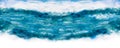 Watercolor seascape painting colorful of blue sea beach wave