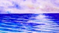 Watercolor seascape painting colorful of blue sea view Royalty Free Stock Photo