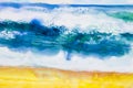 Watercolor seascape painting colorful of sea view,beach, wave. Royalty Free Stock Photo