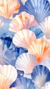 Watercolor Seashell Pattern Royalty Free Stock Photo