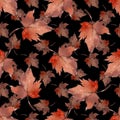 Watercolor set of autumn nature elements. Seamless background pattern.