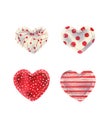 Watercolor set of bright hearts isolated on white. Cute illustration for party decor textile souvenirs design