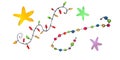 Watercolor set of Christmas decoration, colorful garlands and stars