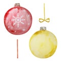 Watercolor set of christmas tree decorations balls Royalty Free Stock Photo