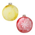 Watercolor set of christmas tree decorations balls Royalty Free Stock Photo
