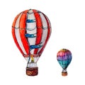 Watercolor set with colorful air balloons. Hand painted isolated on white background Royalty Free Stock Photo