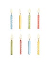Watercolor set with colorful birthday candles Royalty Free Stock Photo