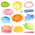 Watercolor set of colorful speech bubbles Royalty Free Stock Photo