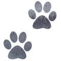 Set of isolated black watercolor animal footprints. Watercolor pets footprint. Paw footprint illustration Royalty Free Stock Photo