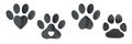 Set of isolated black watercolor animal footprints. Watercolor pets footprint. Paw footprint illustration Royalty Free Stock Photo