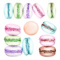 Watercolor set of macarons Royalty Free Stock Photo