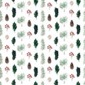 Watercolor set of seamless patterns for festive New Year and Christmas themes