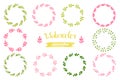 Watercolor set of wreaths, frame, border