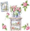 Watercolor Shabby Chic Furniture