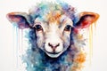 watercolor Sheep Cute sheep watercolor illustrations Cute goat hand-painted watercolor animals