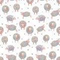 Watercolor sheep vector pattern