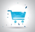 Watercolor shopping cart icon