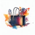 watercolor shopping icon, black friday concept