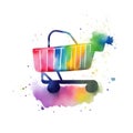 watercolor shopping online icon, black friday concept